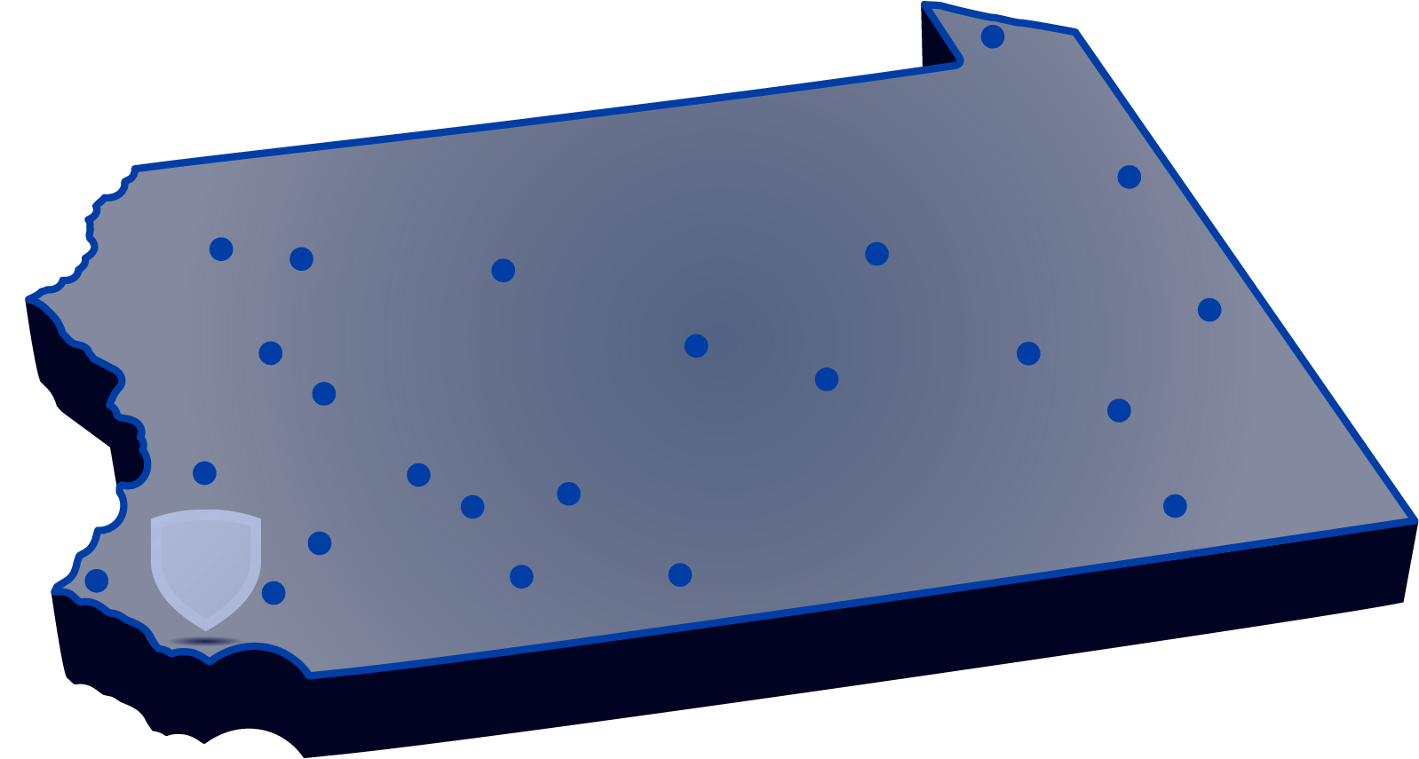 宾州州立大学白兰地酒 highlighted on a map of campuses across the state of Pennsylvania