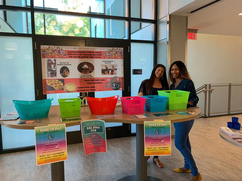 Students attending a wellness event on campus.